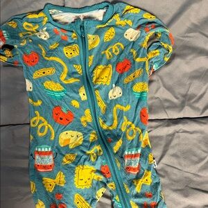 Little Sleepies Teal One Piece with Snack Print